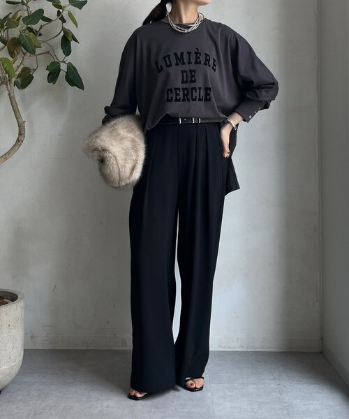 DouDou(ドゥドゥ)の「【WEB限定】LUMIEREドルマンフロッキーロンTEE(Tシャツ/カットソー・レディース・カーキ/オフホワイト/ダークグレー・FREE)」の16枚目の写真