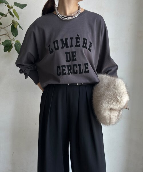DouDou(ドゥドゥ)の「【WEB限定】LUMIEREドルマンフロッキーロンTEE(Tシャツ/カットソー・レディース・カーキ/オフホワイト/ダークグレー・FREE)」の18枚目の写真