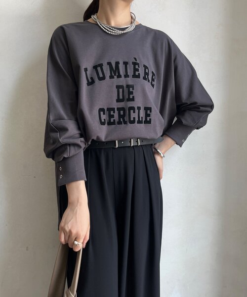 DouDou(ドゥドゥ)の「【WEB限定】LUMIEREドルマンフロッキーロンTEE(Tシャツ/カットソー・レディース・カーキ/オフホワイト/ダークグレー・FREE)」の20枚目の写真