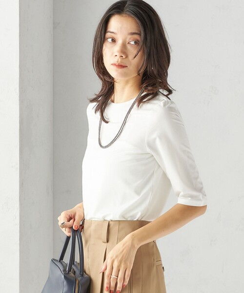 SHIPS(シップス)の「ソロナ 5分袖 TEE(Tシャツ/カットソー・レディース・ライトグレー/オフホワイト/ブラック・ONE SIZE)」の13枚目の写真