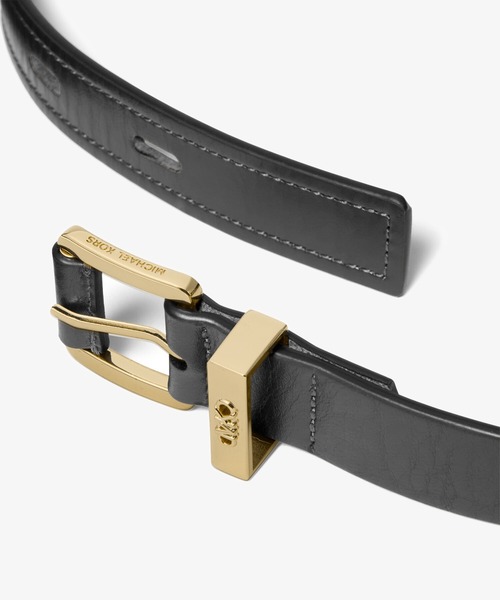 MICHAEL KORS（マイケルコース）の「12.5MM LEATHER BELT WITH HOOPS ベルト（ベルト・レディース・ブラック×ゴールド・S）」の2枚目の写真