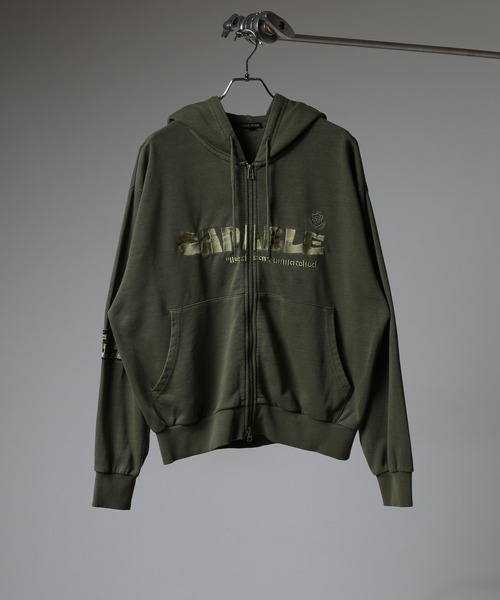 セール】JUNGLESTOTM ヴィンテージ加工ロゴ刺繍ZIPパーカー（パーカー