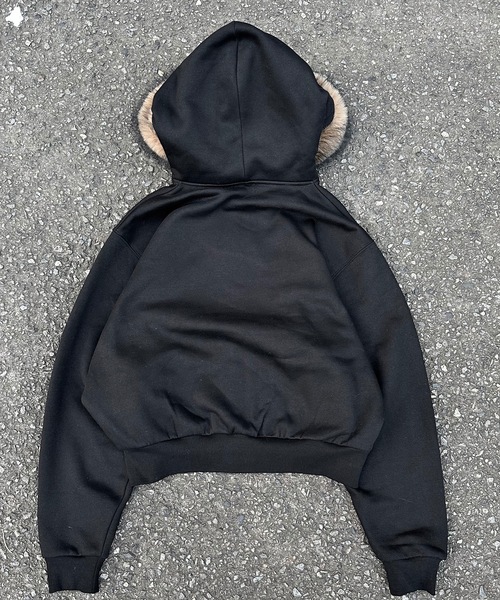 MandO（Auntie Rosa）（エムオー）の「ボリュームファージップパーカー/セットアップ着用可能（パーカー・メンズ・カーキ/ブラック/グレー・LARGE/MEDIUM/SMALL）」の4枚目の写真