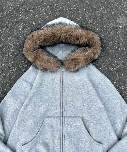 MandO（Auntie Rosa）（エムオー）の「ボリュームファージップパーカー/セットアップ着用可能（パーカー・メンズ・カーキ/ブラック/グレー・LARGE/MEDIUM/SMALL）」の6枚目の写真