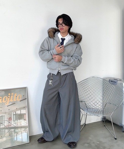 ボリュームファージップパーカー/セットアップ着用可能（パーカー