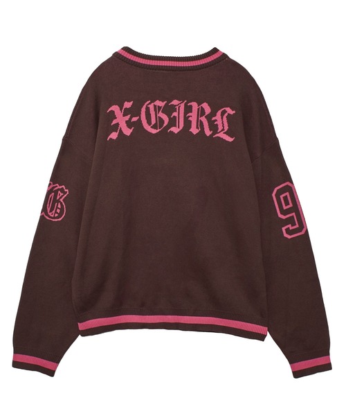 X-girl（エックスガール）の「NUMBERING JACQUARD KNIT TOP（ニット/セーター・レディース・ブラック/ブラウン・ONE SIZE）」の3枚目の写真