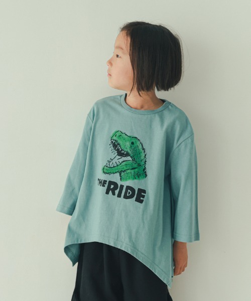 nicohrat（ニコフラート）の「nicohrat/ニコフラート 恐竜なりきり　ロングＴシャツ（Tシャツ/カットソー・キッズ・ブルー/アイボリー/オリーブ・90cm/100cm/110cm/120cm/130cm/140cm）」の3枚目の写真