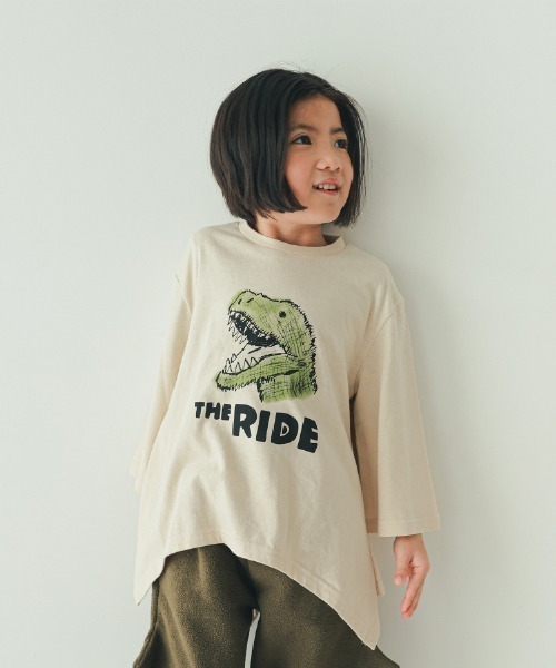 nicohrat（ニコフラート）の「nicohrat/ニコフラート 恐竜なりきり　ロングＴシャツ（Tシャツ/カットソー・キッズ・ブルー/アイボリー/オリーブ・90cm/100cm/110cm/120cm/130cm/140cm）」の4枚目の写真