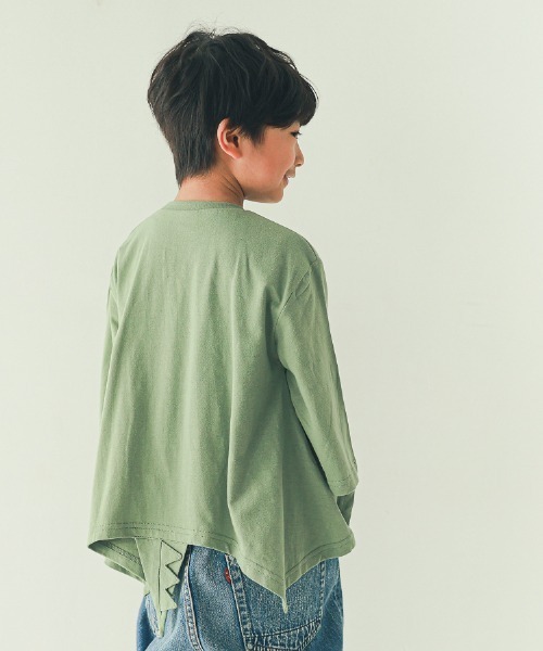 nicohrat（ニコフラート）の「nicohrat/ニコフラート 恐竜なりきり　ロングＴシャツ（Tシャツ/カットソー・キッズ・ブルー/アイボリー/オリーブ・90cm/100cm/110cm/120cm/130cm/140cm）」の7枚目の写真