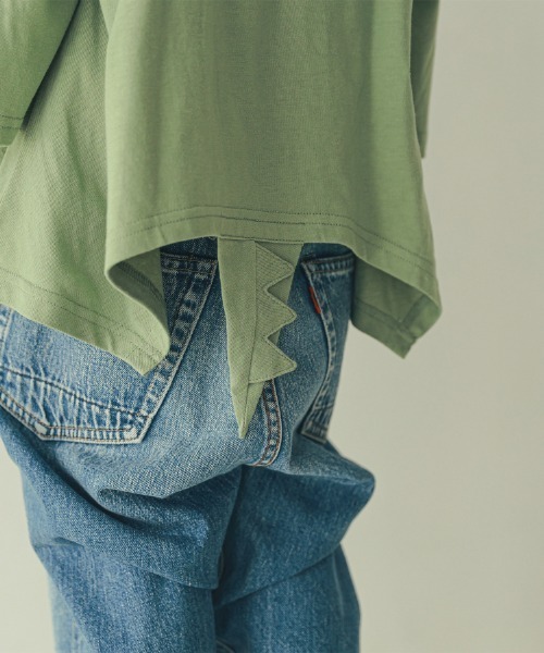 nicohrat（ニコフラート）の「nicohrat/ニコフラート 恐竜なりきり　ロングＴシャツ（Tシャツ/カットソー・キッズ・ブルー/アイボリー/オリーブ・90cm/100cm/110cm/120cm/130cm/140cm）」の8枚目の写真