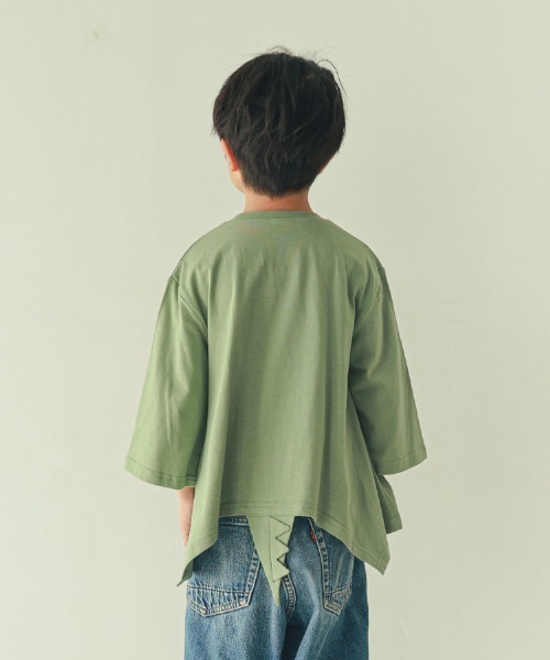 nicohrat（ニコフラート）の「nicohrat/ニコフラート 恐竜なりきり　ロングＴシャツ（Tシャツ/カットソー・キッズ・ブルー/アイボリー/オリーブ・90cm/100cm/110cm/120cm/130cm/140cm）」の9枚目の写真