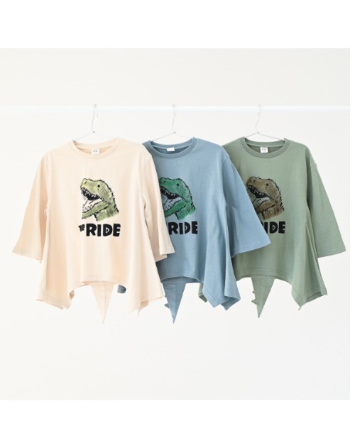 nicohrat（ニコフラート）の「nicohrat/ニコフラート 恐竜なりきり　ロングＴシャツ（Tシャツ/カットソー・キッズ・ブルー/アイボリー/オリーブ・90cm/100cm/110cm/120cm/130cm/140cm）」の10枚目の写真
