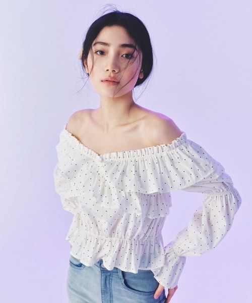 Heather（ヘザー）の「フリルクロスブラウス　589921（シャツ/ブラウス・レディース・ブラウン/オフホワイト/ピンク/ホワイト系その他・FREE）」の3枚目の写真