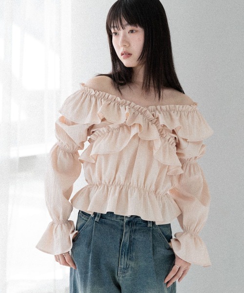 Heather（ヘザー）の「フリルクロスブラウス　589921（シャツ/ブラウス・レディース・ブラウン/オフホワイト/ピンク/ホワイト系その他・FREE）」の5枚目の写真