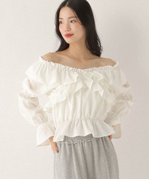 Heather（ヘザー）の「フリルクロスブラウス　589921（シャツ/ブラウス・レディース・ブラウン/オフホワイト/ピンク/ホワイト系その他・FREE）」の21枚目の写真