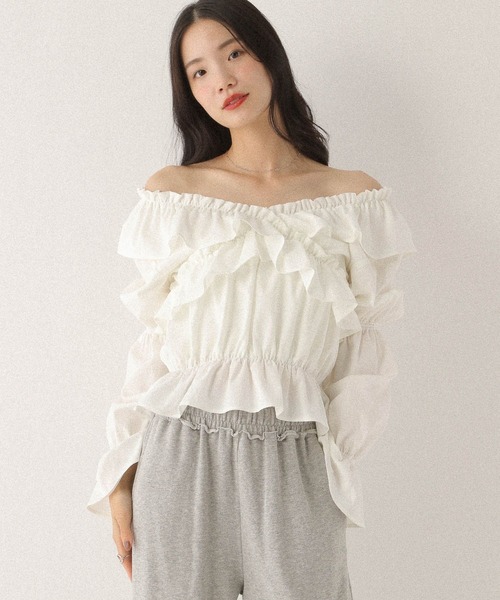 Heather（ヘザー）の「フリルクロスブラウス　589921（シャツ/ブラウス・レディース・ブラウン/オフホワイト/ピンク/ホワイト系その他・FREE）」の22枚目の写真