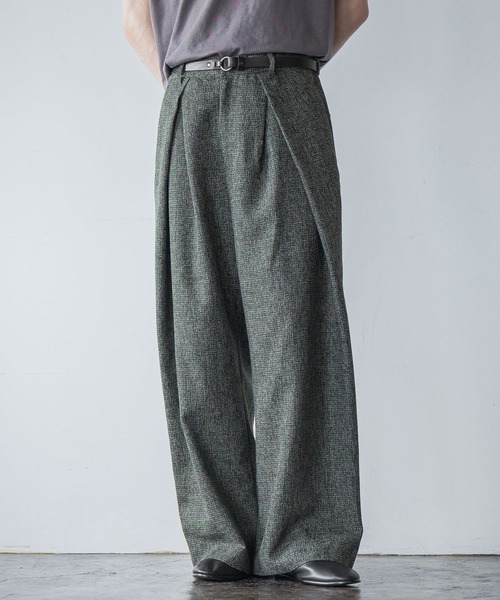 HARE（ハレ）の「【SET UP対応】ツイードクロスタックワイドパンツ(HARE)（スラックス・メンズ・ブラウン系その他/ブラック系その他/グリーン系その他・MEDIUM/SMALL）」の3枚目の写真