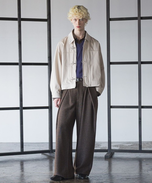 HAREセットアップ　コンパクトツイードシャツ＆ツイードクロスタックワイドパンツ セール】【SET UP対応】ツイードクロスタックワイドパンツ(HARE