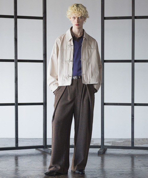 セール】【SET UP対応】ツイードクロスタックワイドパンツ(HARE