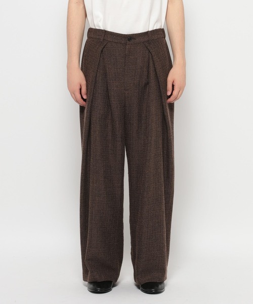 セール】【SET UP対応】ツイードクロスタックワイドパンツ(HARE