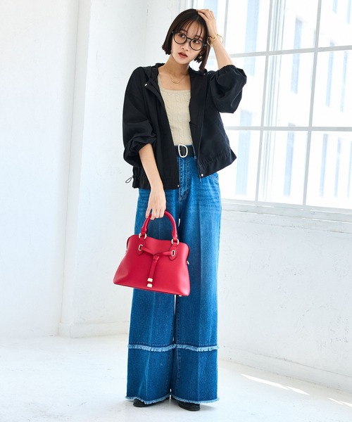 VIS（ビス）の「【WEB限定】バックフリルライトフードブルゾン（ブルゾン・レディース・ダークブラウン/キナリ/ブラック・FREE）」の6枚目の写真