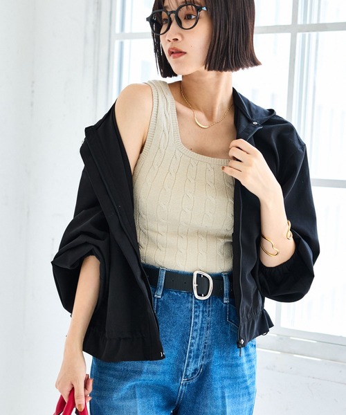 VIS（ビス）の「【WEB限定】バックフリルライトフードブルゾン（ブルゾン・レディース・ダークブラウン/キナリ/ブラック・FREE）」の7枚目の写真