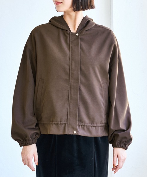 VIS（ビス）の「【WEB限定】バックフリルライトフードブルゾン（ブルゾン・レディース・ダークブラウン/キナリ/ブラック・FREE）」の14枚目の写真