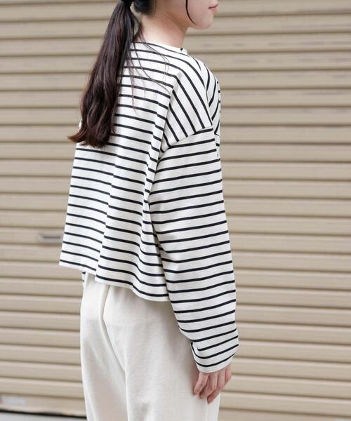 FORK&SPOON(フォークアンドスプーン)の「FORK&SPOON クロップドボートネックカットソー(Tシャツ/カットソー・レディース・ホワイト系その他/ブラック/グレー系その他・1)」の7枚目の写真