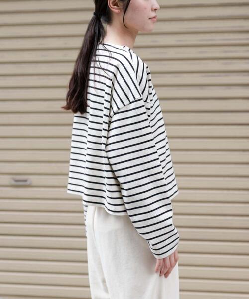 FORK&SPOON(フォークアンドスプーン)の「FORK&SPOON クロップドボートネックカットソー(Tシャツ/カットソー・レディース・ホワイト系その他/ブラック/グレー系その他・1)」の8枚目の写真