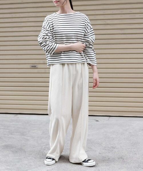 FORK&SPOON(フォークアンドスプーン)の「FORK&SPOON クロップドボートネックカットソー(Tシャツ/カットソー・レディース・ホワイト系その他/ブラック/グレー系その他・1)」の9枚目の写真