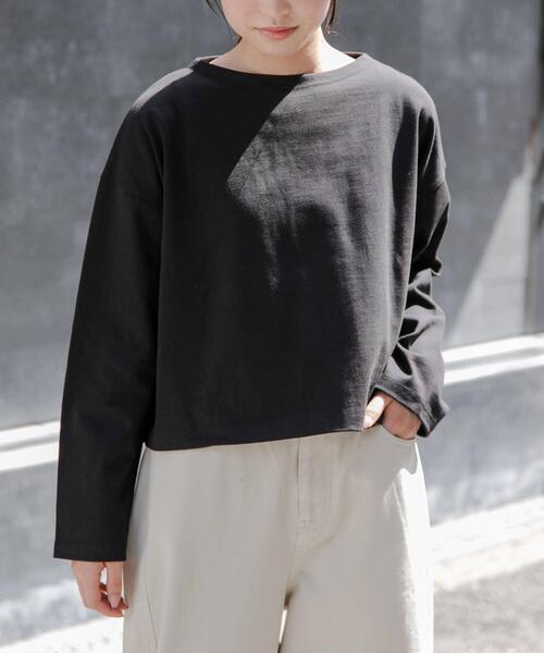 FORK&SPOON(フォークアンドスプーン)の「FORK&SPOON クロップドボートネックカットソー(Tシャツ/カットソー・レディース・ホワイト系その他/ブラック/グレー系その他・1)」の16枚目の写真