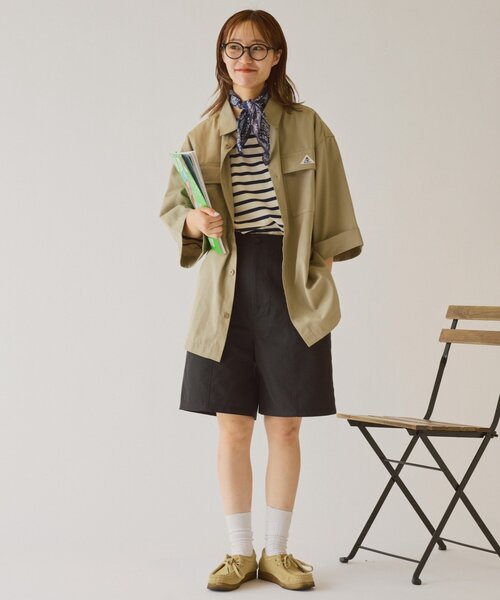 GEVACO（ゲバコ）の「【GEVACO】ボクシーハーフスリーブワークシャツ（シャツ/ブラウス・レディース・ネイビー/ベージュ・LARGE/MEDIUM）」の8枚目の写真