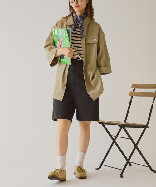 GEVACO（ゲバコ）の「【GEVACO】ボクシーハーフスリーブワークシャツ（シャツ/ブラウス・レディース・ネイビー/ベージュ・LARGE/MEDIUM）」の9枚目の写真