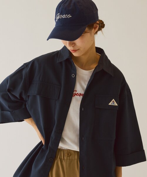 GEVACO（ゲバコ）の「【GEVACO】ボクシーハーフスリーブワークシャツ（シャツ/ブラウス・レディース・ネイビー/ベージュ・LARGE/MEDIUM）」の13枚目の写真