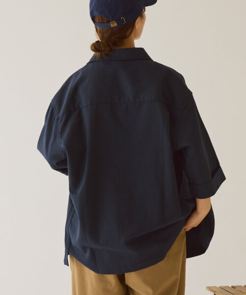 GEVACO（ゲバコ）の「【GEVACO】ボクシーハーフスリーブワークシャツ（シャツ/ブラウス・レディース・ネイビー/ベージュ・LARGE/MEDIUM）」の16枚目の写真