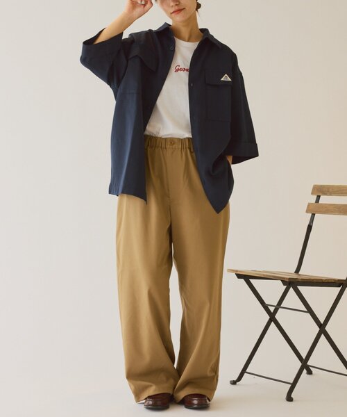 GEVACO（ゲバコ）の「【GEVACO】ボクシーハーフスリーブワークシャツ（シャツ/ブラウス・レディース・ネイビー/ベージュ・LARGE/MEDIUM）」の18枚目の写真