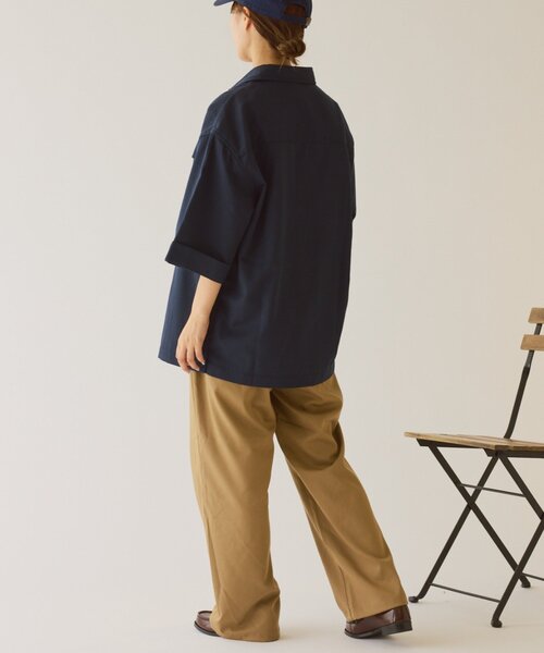 GEVACO（ゲバコ）の「【GEVACO】ボクシーハーフスリーブワークシャツ（シャツ/ブラウス・レディース・ネイビー/ベージュ・LARGE/MEDIUM）」の20枚目の写真