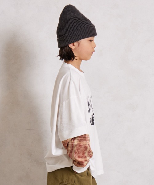 PAIRMANON STREET(ペアマノンストリート)の「レイヤード 長袖 Tシャツ【PAIRMANON STREET】(Tシャツ/カットソー・キッズ・ホワイト/ブラック・110/130/140/150/100/120/90/160)」の3枚目の写真