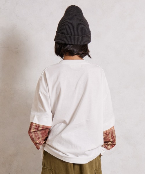 PAIRMANON STREET(ペアマノンストリート)の「レイヤード 長袖 Tシャツ【PAIRMANON STREET】(Tシャツ/カットソー・キッズ・ホワイト/ブラック・110/130/140/150/100/120/90/160)」の4枚目の写真
