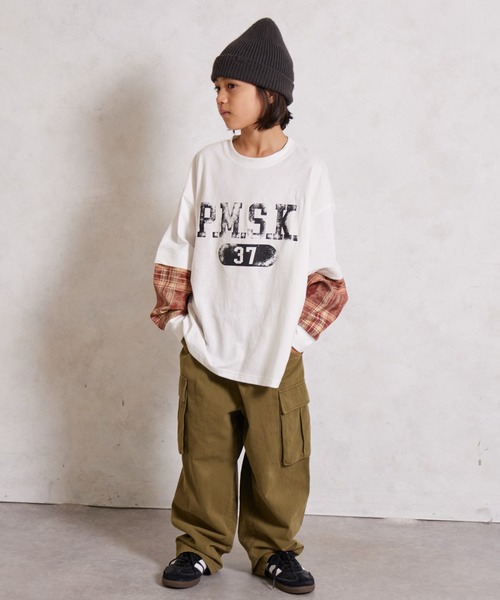 PAIRMANON STREET(ペアマノンストリート)の「レイヤード 長袖 Tシャツ【PAIRMANON STREET】(Tシャツ/カットソー・キッズ・ホワイト/ブラック・110/130/140/150/100/120/90/160)」の5枚目の写真
