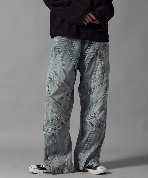 Theater code(シアターコード)の「Cutting Design Wide Denim Pants / カッティングデザイン ワイドデニムパンツメンズ(デニムパンツ・メンズ・ライトブルー・M/L)」の21枚目の写真