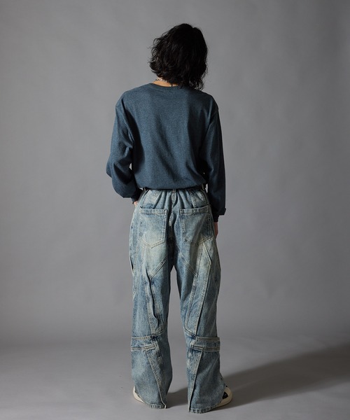 Theater code(シアターコード)の「Cutting Design Wide Denim Pants / カッティングデザイン ワイドデニムパンツメンズ(デニムパンツ・メンズ・ライトブルー・M/L)」の19枚目の写真