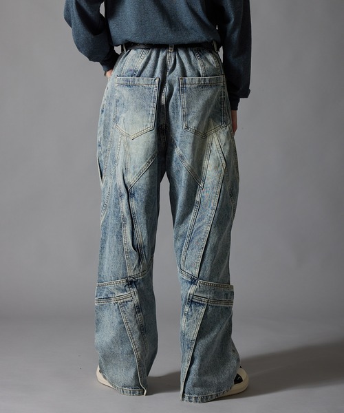 Theater code(シアターコード)の「Cutting Design Wide Denim Pants / カッティングデザイン ワイドデニムパンツメンズ(デニムパンツ・メンズ・ライトブルー・M/L)」の20枚目の写真