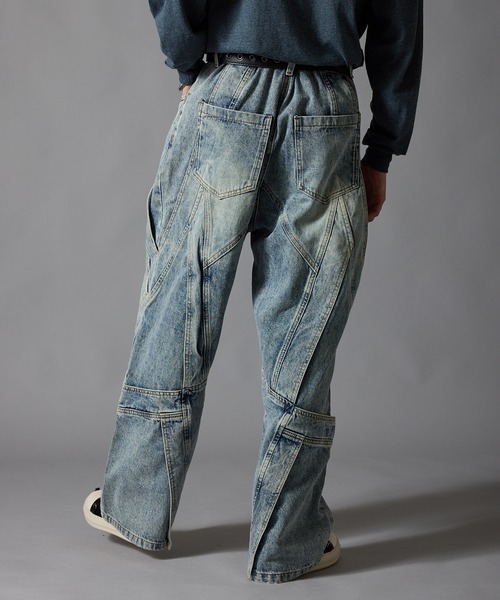 Theater code(シアターコード)の「Cutting Design Wide Denim Pants / カッティングデザイン ワイドデニムパンツメンズ(デニムパンツ・メンズ・ライトブルー・M/L)」の13枚目の写真