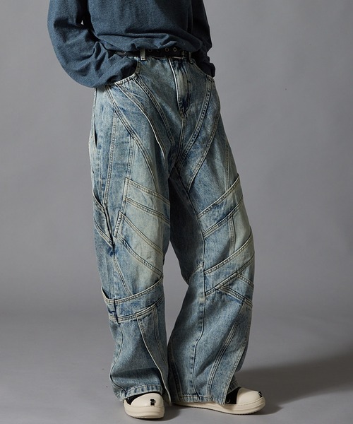 Theater code(シアターコード)の「Cutting Design Wide Denim Pants / カッティングデザイン ワイドデニムパンツメンズ(デニムパンツ・メンズ・ライトブルー・M/L)」の11枚目の写真