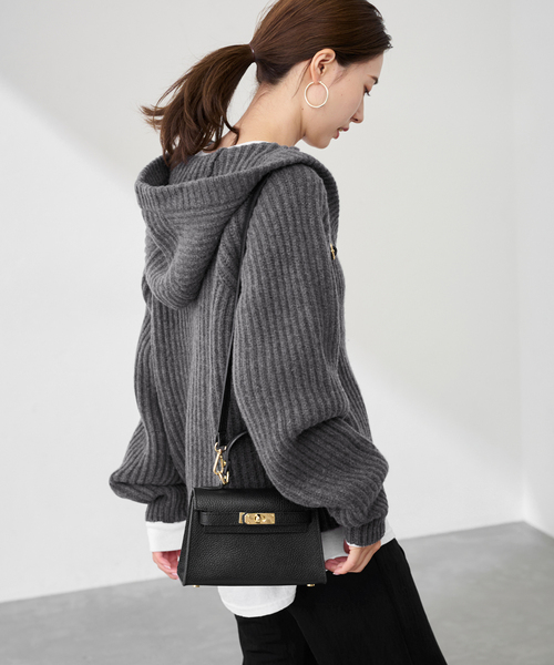 FRAMeWORK（フレームワーク）の「WOOLフードカーディガン（カーディガン/ボレロ・レディース・チャコールグレー/ホワイト・FREE）」の4枚目の写真