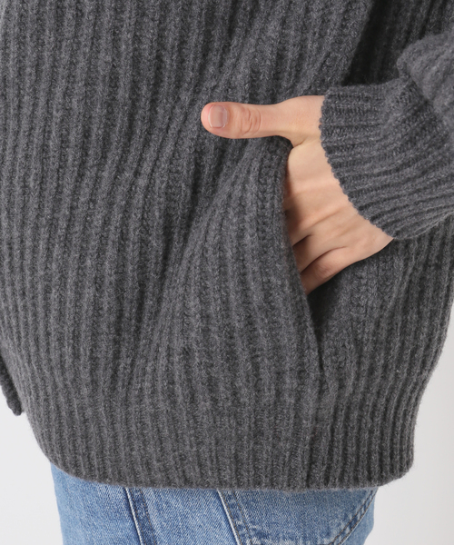 FRAMeWORK（フレームワーク）の「WOOLフードカーディガン（カーディガン/ボレロ・レディース・チャコールグレー/ホワイト・FREE）」の9枚目の写真