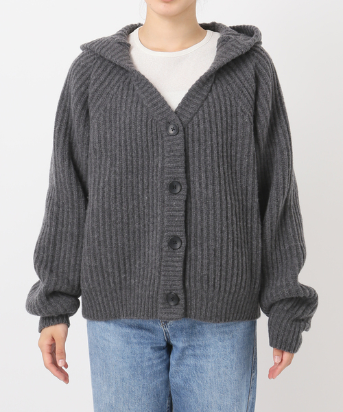 FRAMeWORK（フレームワーク）の「WOOLフードカーディガン（カーディガン/ボレロ・レディース・チャコールグレー/ホワイト・FREE）」の12枚目の写真