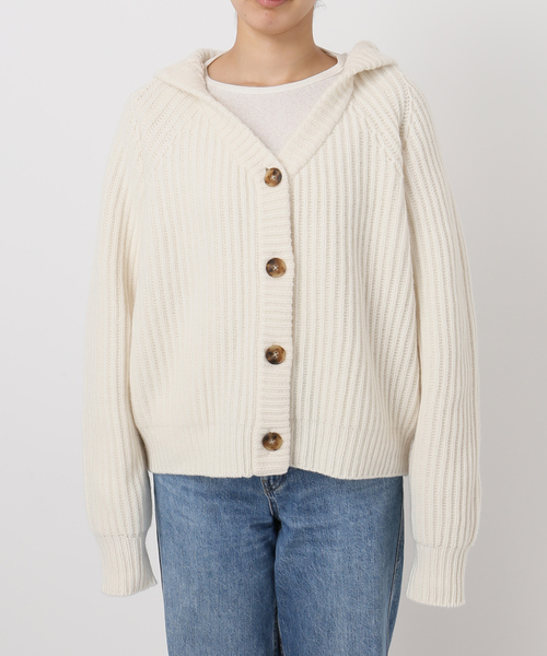 FRAMeWORK（フレームワーク）の「WOOLフードカーディガン（カーディガン/ボレロ・レディース・チャコールグレー/ホワイト・FREE）」の14枚目の写真