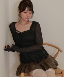 sheer gioia ribbon peplum tops / シアージョイアリボンペプラムトップス